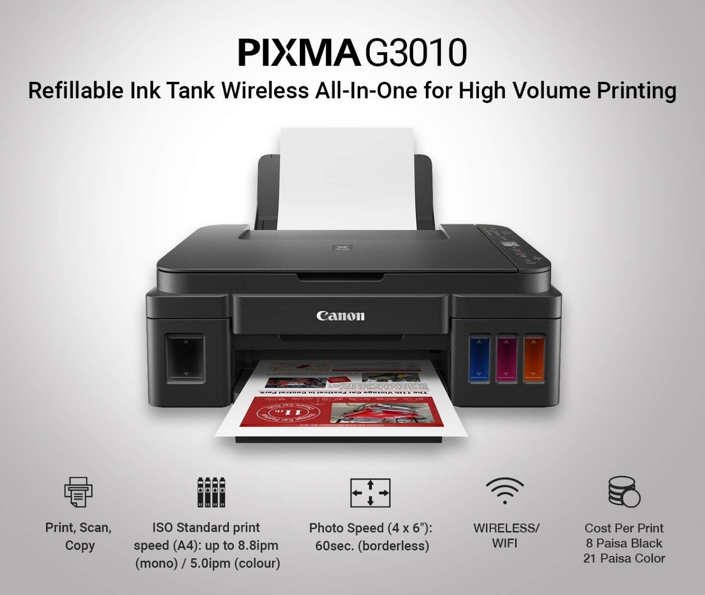Canon Pixma G3010 All-in-One Wireless Ink Tank Colour Printer ...